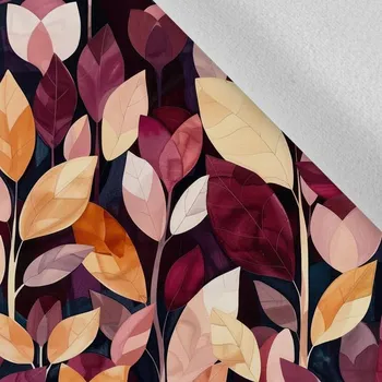 Látka softshell zimní pružný fialově bordové listy