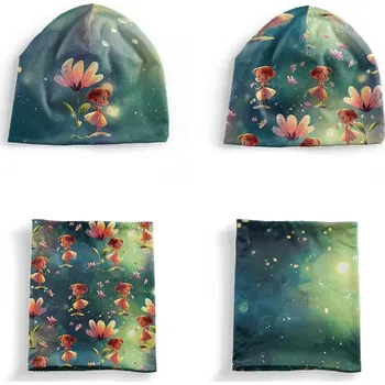 Panel se střihem XS funkční úplet STRONG set čepice a nákrčník zrzka pod velkou květinou