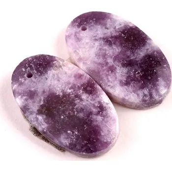 Přírodní kámen Vrtané Párové Kabošony Lepidolit č.VP13 (24x14x5mm)