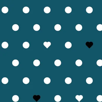 Látka na plavky, fitness oblečení puntíky a srdíčka petrolejové