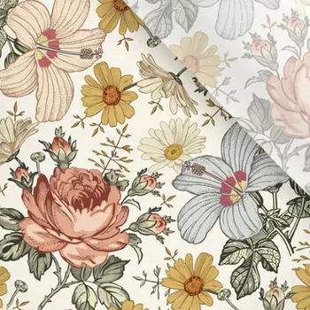 Umělé hedvábí / silky mírně elastické béžové květy