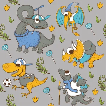 Látka letní softshell dinosauři šedé