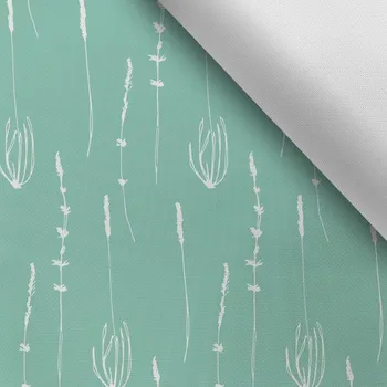 Látka s potiskem kočárkovina TD / NS botanica tmavá máta