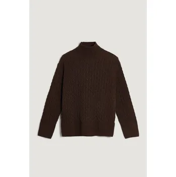 Dámský svetr SVETR GANT CABLE KNIT MOCK NECK DEEP BROWN