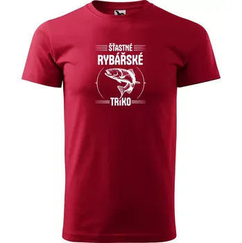 Pánská móda Sablio Tričko s potiskem Šťastné rybářské triko - červené XL