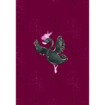 Látka funkční teplákovina PANEL L 40x60 baleríny bordové- černá labuť