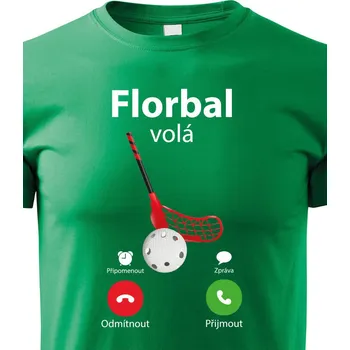 Chlapecké tričko Dětské tričko Florbal volá, Barva Zelená, Velikost 110 cm/4 roky, Canvas Dětské tričko Bezvatriko.cz 2917