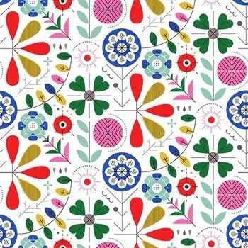 Šusťákovina se zátěrem geometrický folk bílý