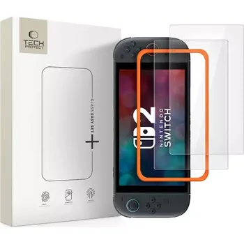 Obal na herní konzoli Tech-Protect Easy Set+ 2-Pack Tvrzená skla na Nintendo Switch 2 čirá