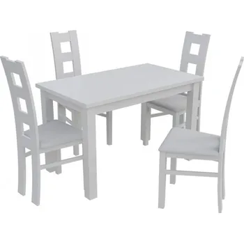 Jídelní set Jídelní set pro 4 osoby - RK011, Barva dřeva: bílá, Potah: ekokůže Soft 017 MIRJAN 5902928428292