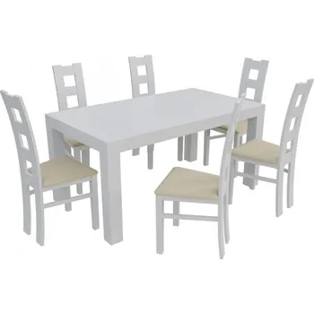 Jídelní set pro 6 osob - RK046, Barva dřeva: bílá, Potah: ekokůže Soft 018 MIRJAN 5902928465549