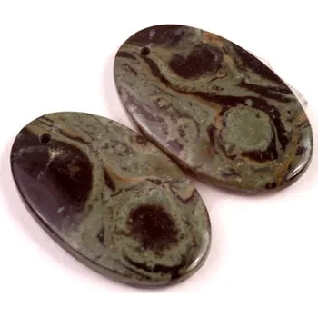 Přírodní kámen Vrtané Párové Kabošony Kambaba Jaspis č.VP23 (25x15x4mm)