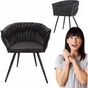 Křeslo Dekorativní křeslo s područkami Tilo černé sametové křeslo Family Meble