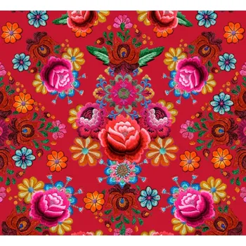 Látka na plavky, fitness oblečení exkluzivní výšivka červená