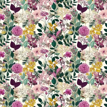 Šatovka / látka na šaty lesklá rozkvetlé tajemství Tereza