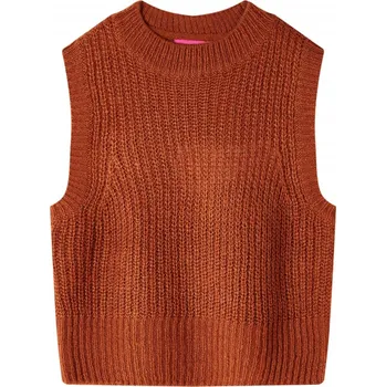 Dívčí vesta VidaXL Dětská pletená vesta, koňaková barva, velikost 140