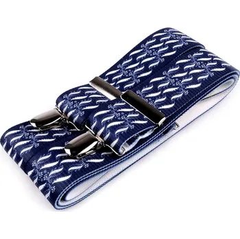 Kšandy Šle folklor modrotiskové šíře 3,5 cm délka 120 cm, velké, 3 modrá tmavá