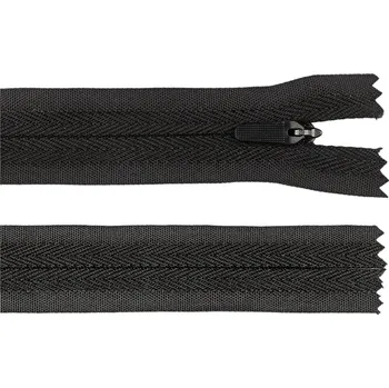 Zip Spirálový zip skrytý No 3 délka 25 cm na outdoorové oděvy a doplňky, semi-autolock, střední, 322 černá