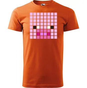Pánské tričko Sablio Tričko s potiskem Blocks Pig - oranžové L