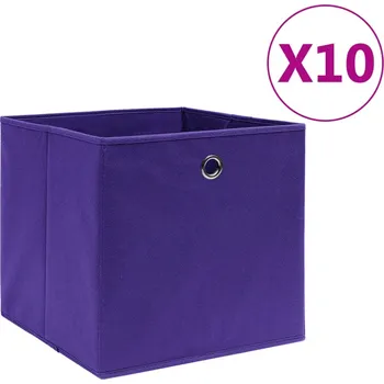 Úložný box Úložné boxy 10 ks netkaná textilie 28 x 28 x 28 cm fialové IM_325213