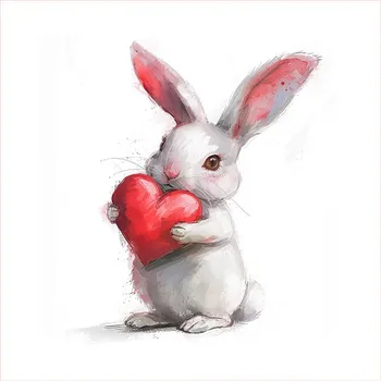 Panel z nepromokavého polyesteru 49x49 zajíc se srdcem