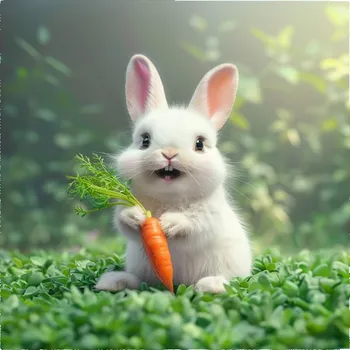 Panel z nepromokavého polyesteru 49x49 zajíc s mrkví