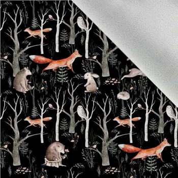 Látka softshell zimní mláďata v lese černá