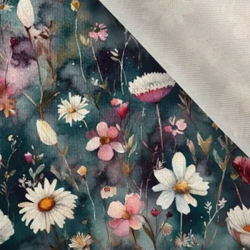 Látka samet/velvet Doris akvarel kopretiny Diana