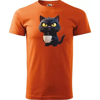 Pánské tričko Sablio Tričko s potiskem Naštvaná kočka - oranžové M