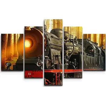 Obraz Sablio Obraz - 5-dílný Lokomotiva 2 - 125x90 cm