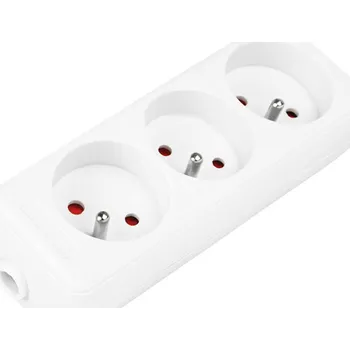 Napájecí kabel Prodlužovací kabel 3 zásuvky s uzemněním bílá