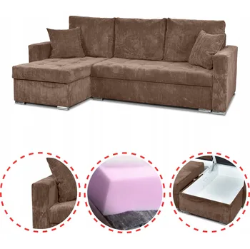 Sedací souprava Rohová Sedací Souprava Bonito rozkládací s funkcí spaní Family Meble manšestr hnědá