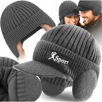 Čepice Kanza zimní čepice s kšiltem šedá, univerzální velikost