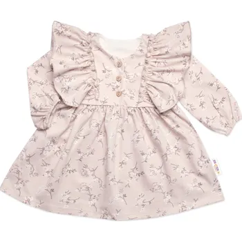 Kojenecké oblečení Mrofi Kojenecké šaty dlouhý rukáv s volánky Sára, bavlna, Mrofi, cappucino Velikost: 92 (18-24m)