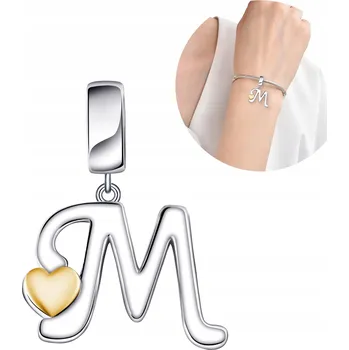 Přívěsek CHARMS PŘÍVĚSEK STŘÍBRNÝ BEADS STŘÍBRO O RYZOSTI 925 ORIGINÁLNÍ PÍSMENO M
