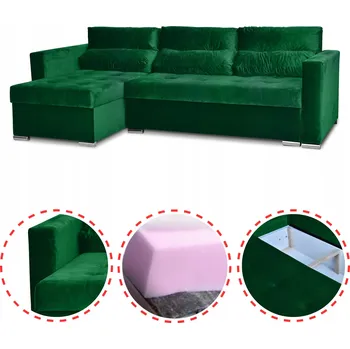 Sedací souprava Rohová Sedací Souprava Varius rozkládací s funkcí spaní Family meble rohová sedačka zelená