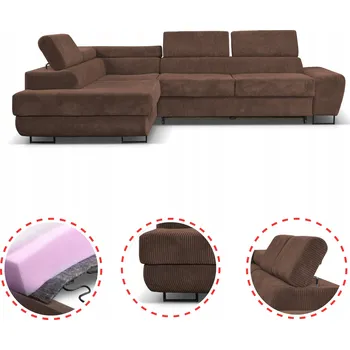 Sedací souprava Rohová Sedací Souprava Family Meble manšestr hnědá