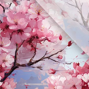 Umělé hedvábí / silky mírně elastické třešňový květ