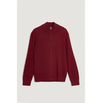 Pánský svetr KARDIGÁN GANT TEXTURED COTTON MERINO CARDIGAN PLUMPED RED