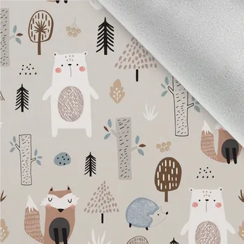 Látka softshell zimní petrol forest béžový - nový odstín