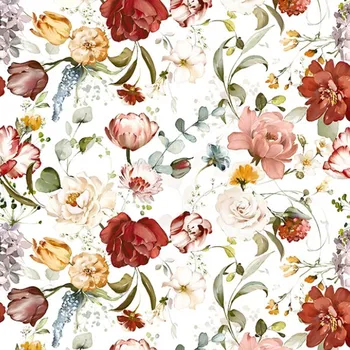 Látka samet/velvet ELIZA Suzi zahrada bílá