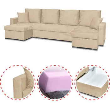 Sedací souprava Rohová Sedací Souprava Bella BIG rozkládací s funkcí spaní Family Meble béžová