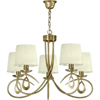 Závěsné pětiramenné svítidlo na řetězu ARNIKA - 5xE14, 40W, patina / krémové