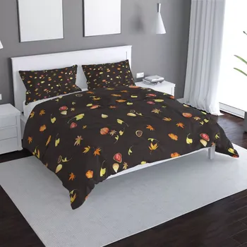 Povlečení Sablio Povlečení Podzim na černé - 140x220 / 90x70