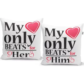 Polštář Sablio Polštář My heart only beats: 40x40 cm