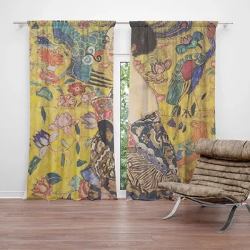 Závěs Sablio Závěs Dáma s vějířem - Gustav Klimt: 2ks 140x250cm