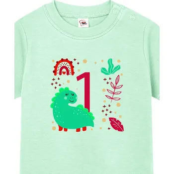 Chlapecké tričko Dětské tričko pro nejmenší s volitelným věkem dinosaurus, Barva Světlá mátová, Velikost 12–18m, Canvas Dětské tričko pro nejmenší Bezvatriko.cz 3063