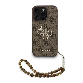 Pouzdro na mobilní telefon Zadní kryt Guess PU 4G Metal Logo Strap pro Apple iPhone 17 Pro Max, hnědá