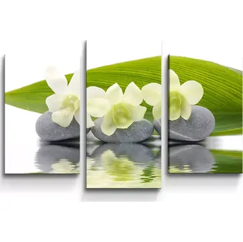 Obraz Sablio Obraz - 3-dílný Bílá orchidej - 75x50 cm