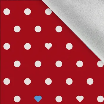 Látka softshell zimní puntíky a srdíčka